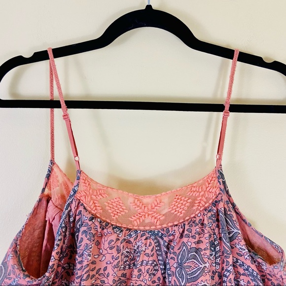ANTHROPOLOGIE LILKA Coral/Pink Fringe Boho Swing Cami Tank Top - Picture 11 of 11